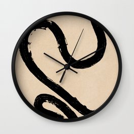 No43 Swirl - Abstract line art in black Wall Clock