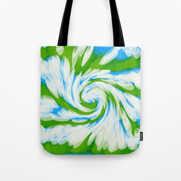 Groovy Green Blue Swirl Tote Bag