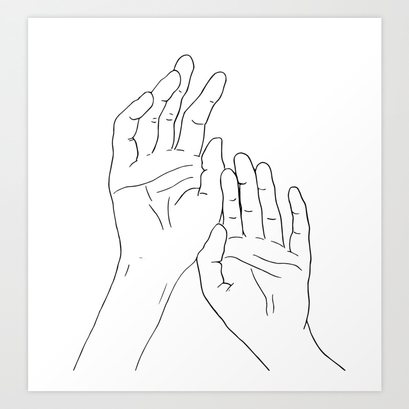 Hands Minimal Line Drawing Art Print By Tiriri08 Society6