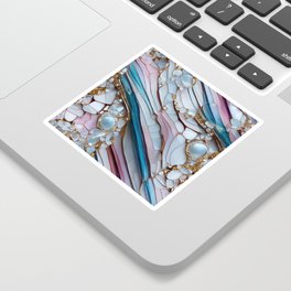 Pastel Marble Layers with Pearls and Rhinestones Sticker