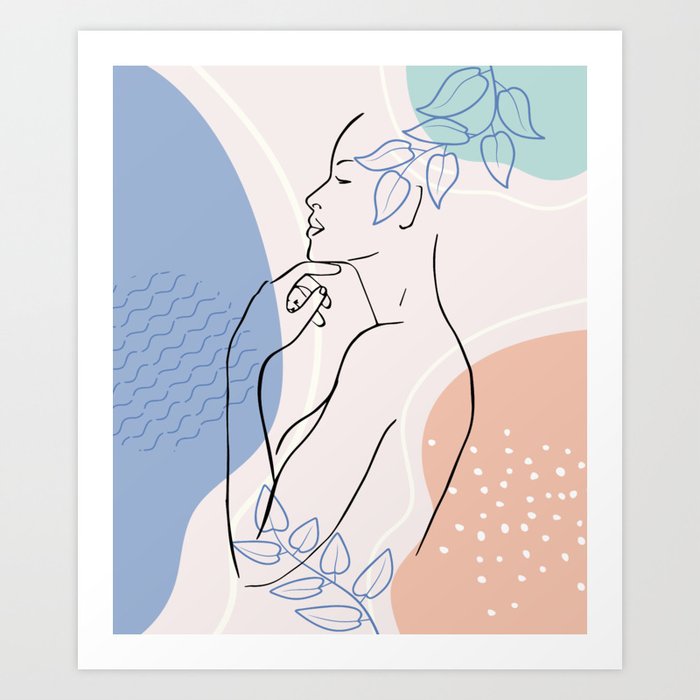Modern abstract woman gesture line drawing art print, minimalist decor wall  print of woman's body shape, abstract female form leaf print Art Print by  Creative Modern Art | Society6