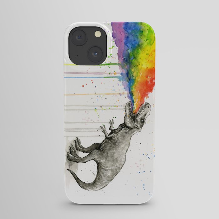 T-Rex Dinosaur Vomits Rainbow iPhone Case