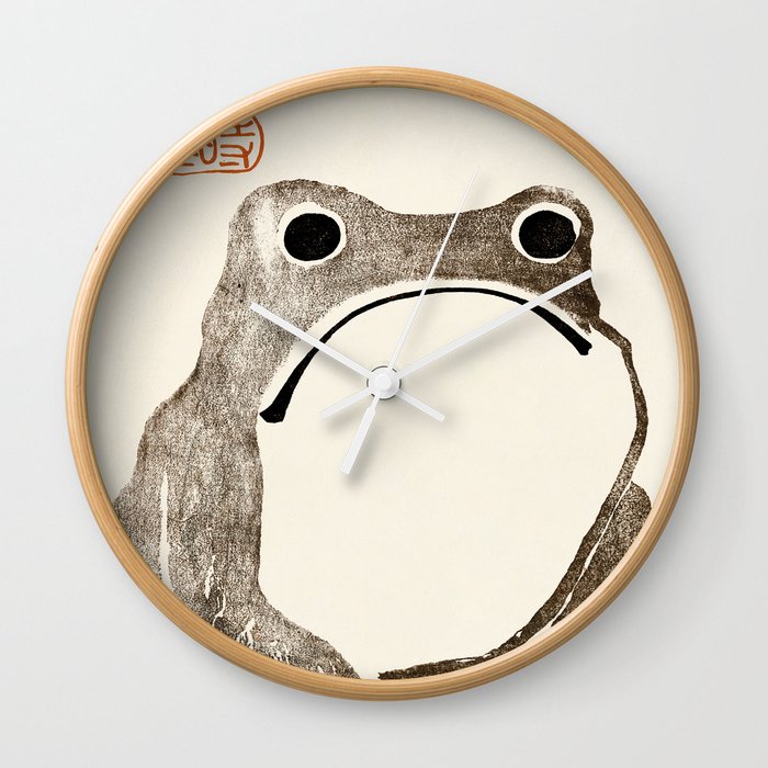 Unimpressed Frog Meika Gafu by Matsumoto Hoji 1814 - Frog Wall Clock