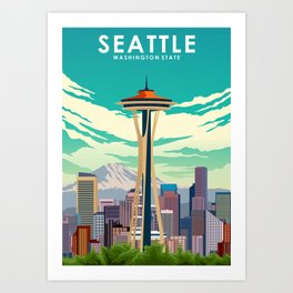 Seattle Washington Travel Poster Art Print