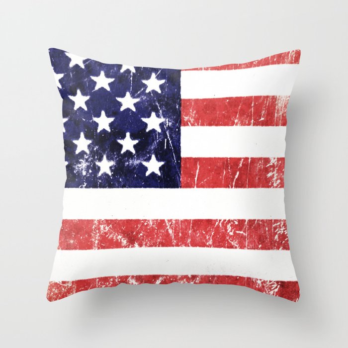 American Grunge Flag Throw Pillow