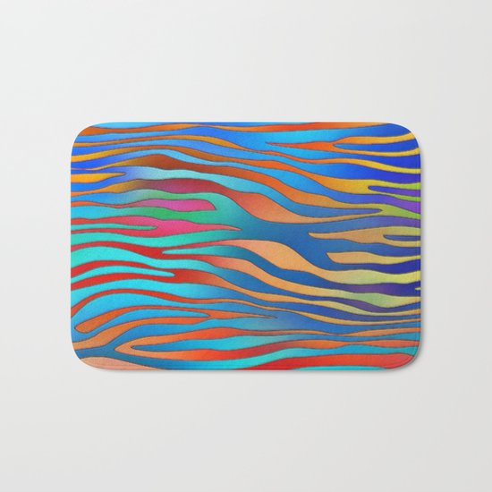 Colored Zebra Pattern Bath Mat