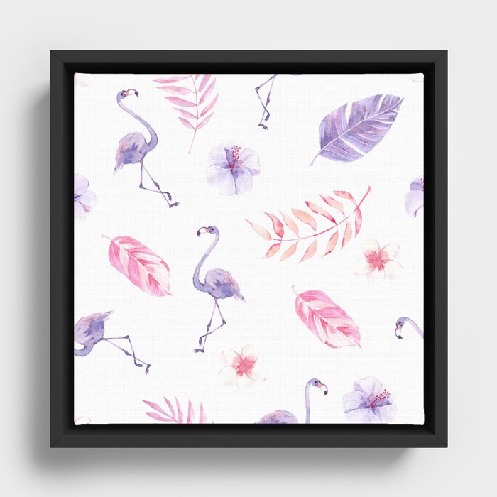 Simple Floral Patterns Framed Canvas
