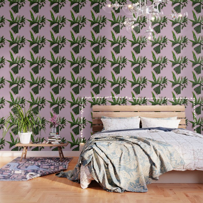 Tropical Palm Leaf Print Wallpaper by NewburyBoutique | Society6