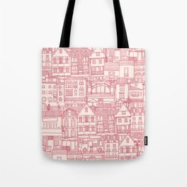 cafe buildings pink Tote Bag