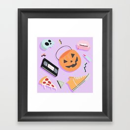 90s Halloween Pumpkin Childhood Print   Framed Art Print