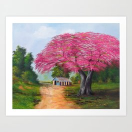 Pink Flamboyan Art Print
