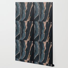 Watercolor Blue Gray And Gold Glitter Liquid Marble Abstract Pattern Wallpaper