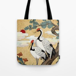 Minhwa: Pine Tree and Cranes A Type Tote Bag