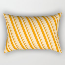 [ Thumbnail: Dark Orange & Beige Colored Lined/Striped Pattern Rectangular Pillow ]