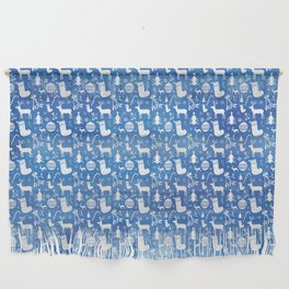 Blue Christmas Pattern Wall Hanging