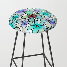 Doodle Watercolor Floral Pattern 04 Bar Stool