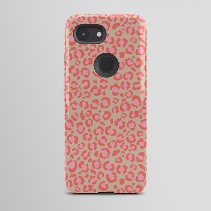 Leopard Print, Living Coral Pink with Tan Background, girly pastel, Cheetah Android Case by SquirrelCoffeeDesign