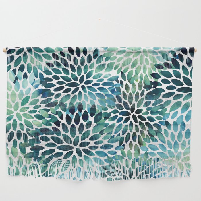 Floral Watercolor, Navy, Blue Teal, Abstract Watercolor Wall Hanging