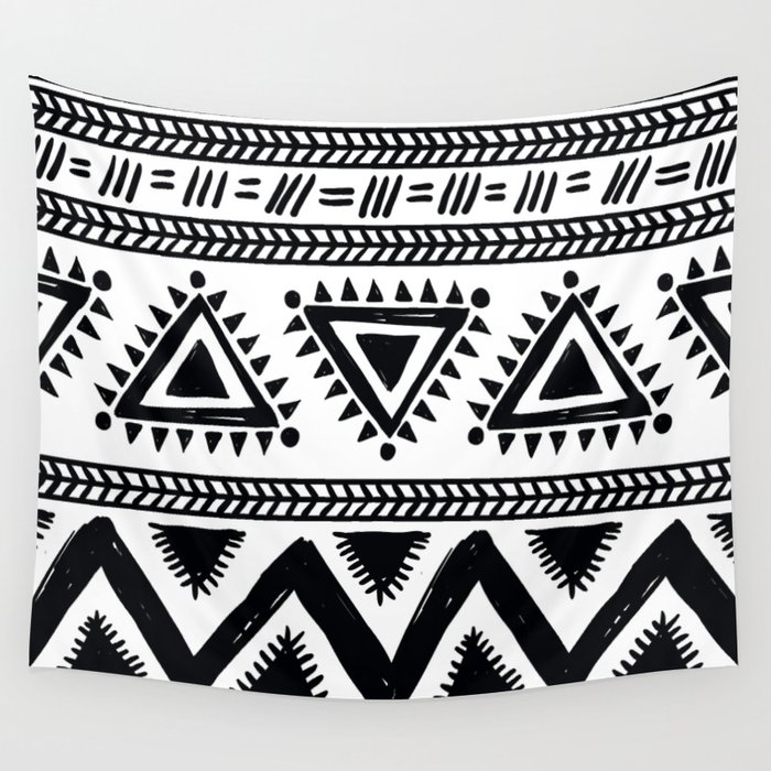 Tribal black and white Wall Tapestry