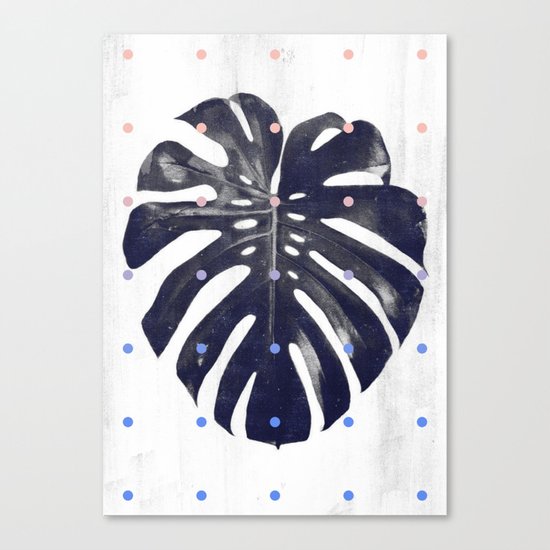 monstera + dots Canvas Print