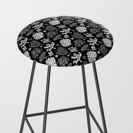 Black And White Coral Silhouette Pattern Bar Stool