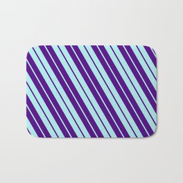 [ Thumbnail: Indigo and Turquoise Colored Lines Pattern Bath Mat ]