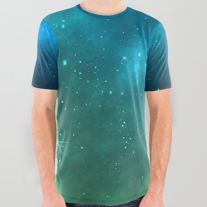Enchanting Nebula Stardust Sky All Over Graphic Tee