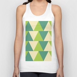 Moccasin, cadet blue, yellow green triangles Unisex Tank Top