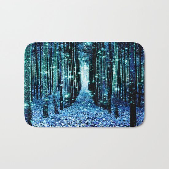 Magical Forest Teal Turquoise Bath Mat