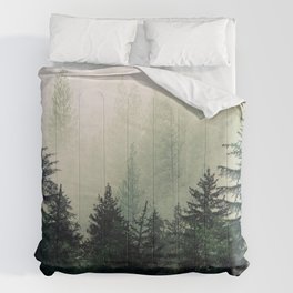 Foggy Pine Trees Comforter