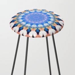 Colorful Blue And Red Art - Ruby Crown Mandala Counter Stool