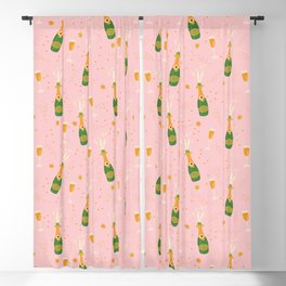 Champagne Bottles Pink Blackout Curtain