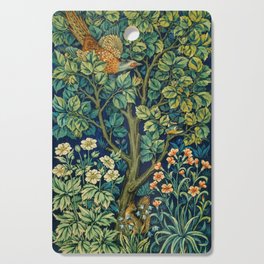 William Morris and John Henry Dearle's Cock Pheasant 19th Century textile floral woodland fabric artwork  Cutting Board