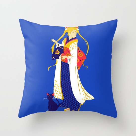 Geisha Moon Throw Pillow