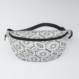 Black and White Baroque Ornate Print Pattern Fanny Pack
