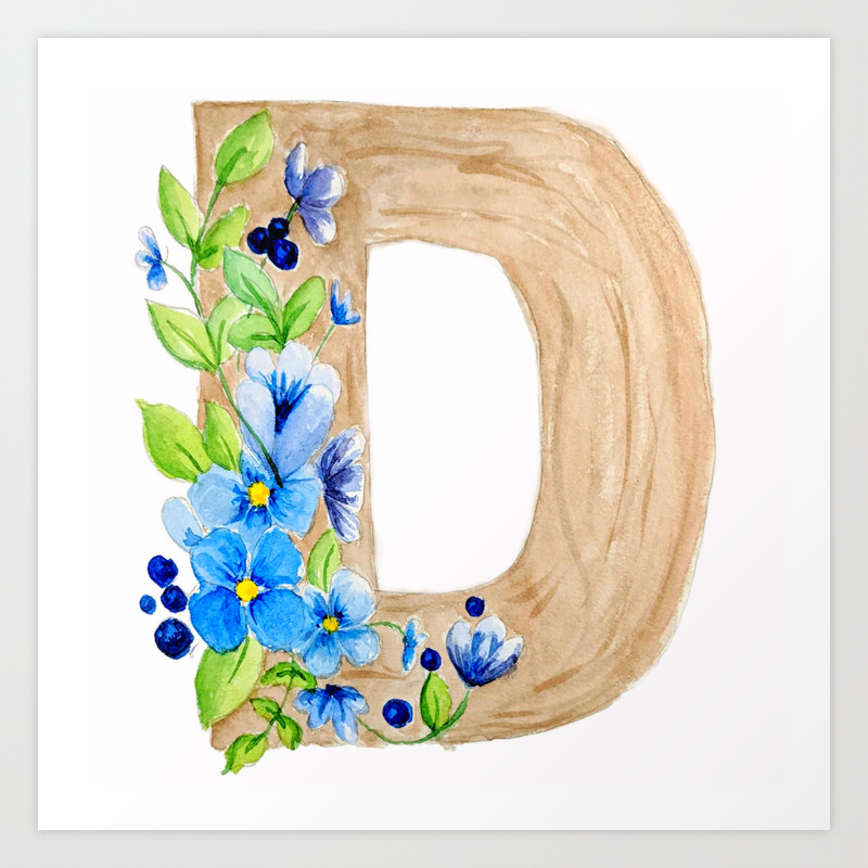 Wooden Block Letter D Floral Series Art Print By Kraaftshaak Society6