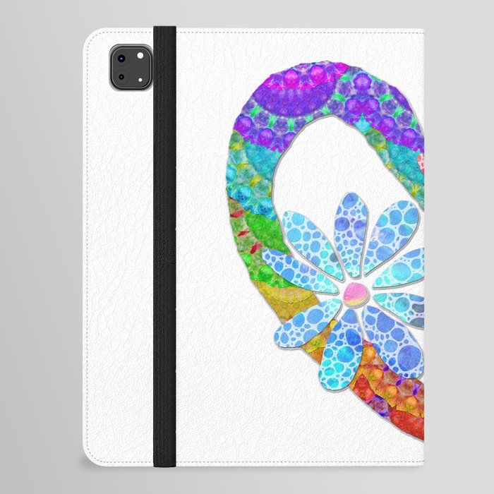 Bright Colorful Heart With Flowers - Colorful Love iPad Folio Case
