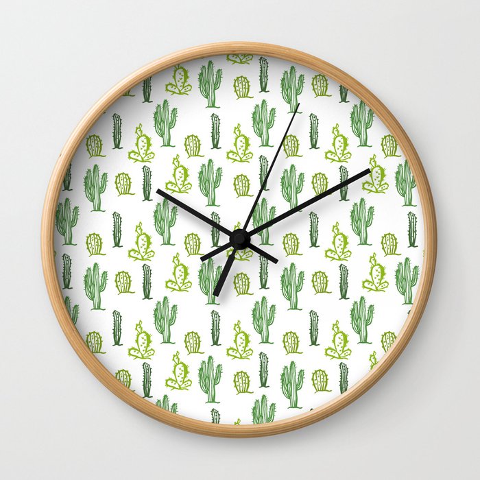 Green Cactus pattern Wall Clock