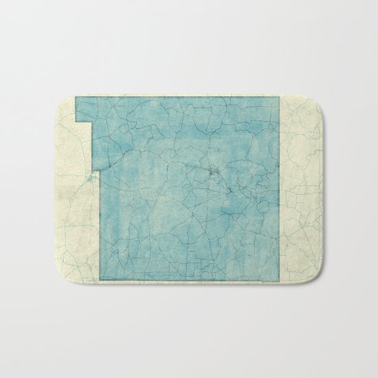 New Mexico State Map Blue Vintage Bath Mat