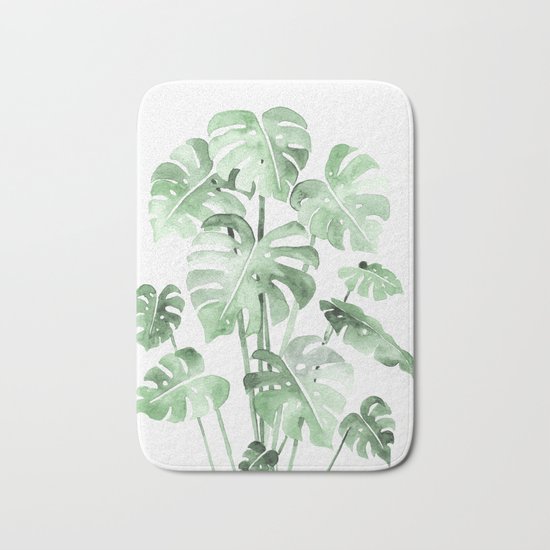 Delicate Monstera Green #society6 Bath Mat