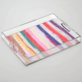 Ethnic stitch textile in multiple colours. Acrylic Tray