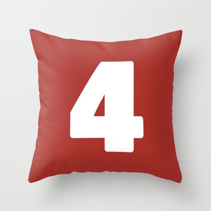 4 (White & Maroon Number) Throw Pillow