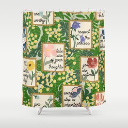 Self care reminders pocket of blooming flowers Shower Curtain