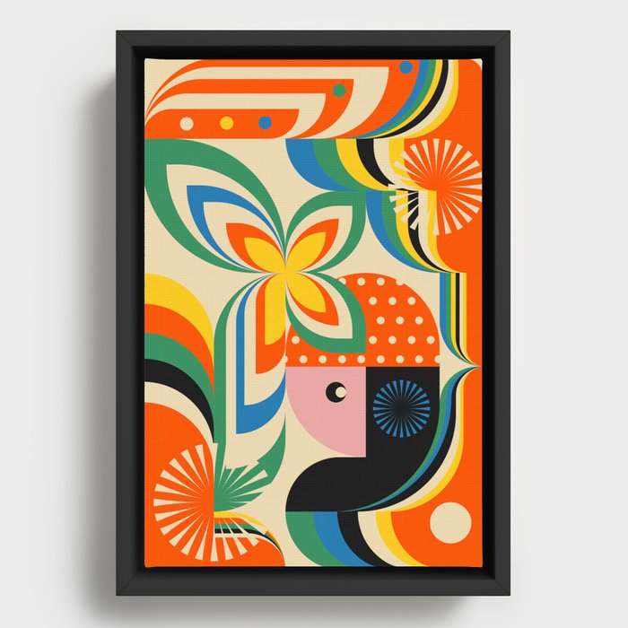 Colorful Flower Girl Framed Canvas