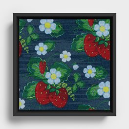 Strawberries and Daisies - Strawberry Patch  - Fruit Framed Canvas