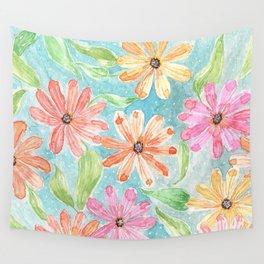 Watercolor Daisies Design Wall Tapestry