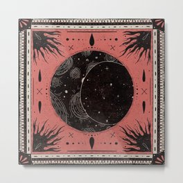 Crescent Metal Print | Darkarts, Drawing, Celestial, Moon, Curated, Flames, Digital, Witchcraft 
