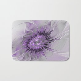 Lilac Fantasy Flower, Fractal Art Bath Mat