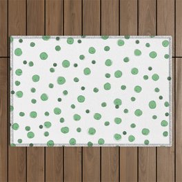 Green polka dots faces Outdoor Rug
