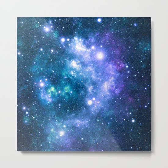 Violet Teal Galaxy Nebula Metal Print